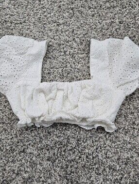 Princess Polly Eyelet Lace Puff Sleeve Crop Top